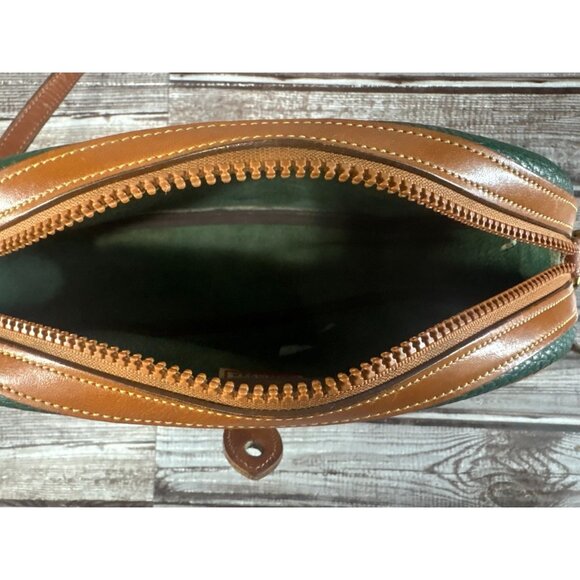 Dooney & Bourke Kilty All Weather Pebbled Crossbody Bag color green tan vintage - Picture 5 of 9